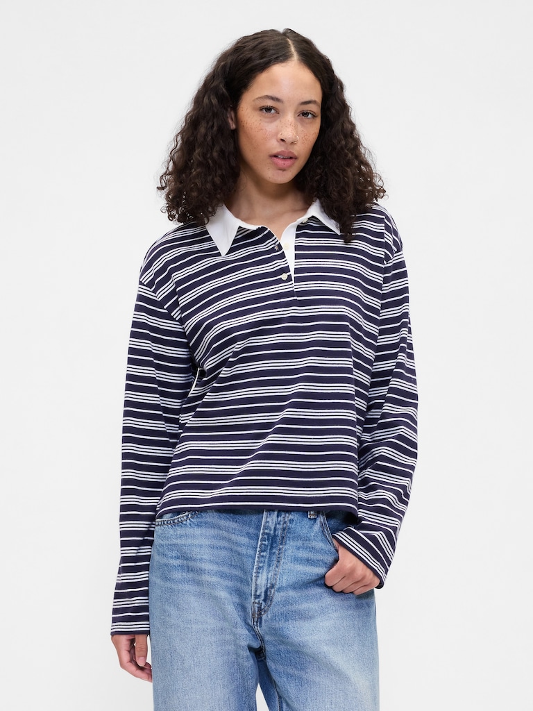 Oversized Stripe Rugby Polo Shirt