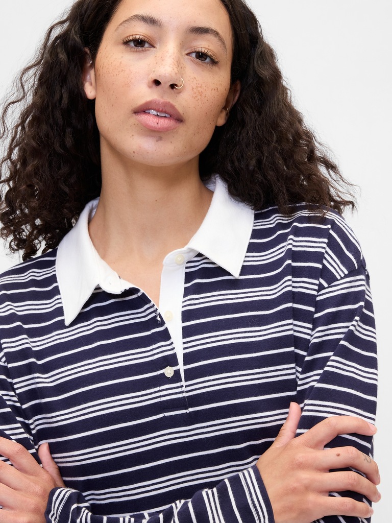 Oversized Stripe Rugby Polo Shirt