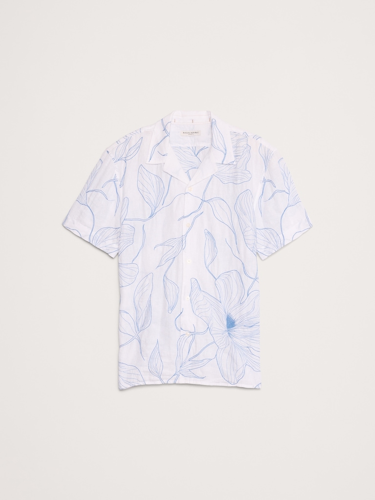 Standard-Fit Embroidered Linen Resort Shirt