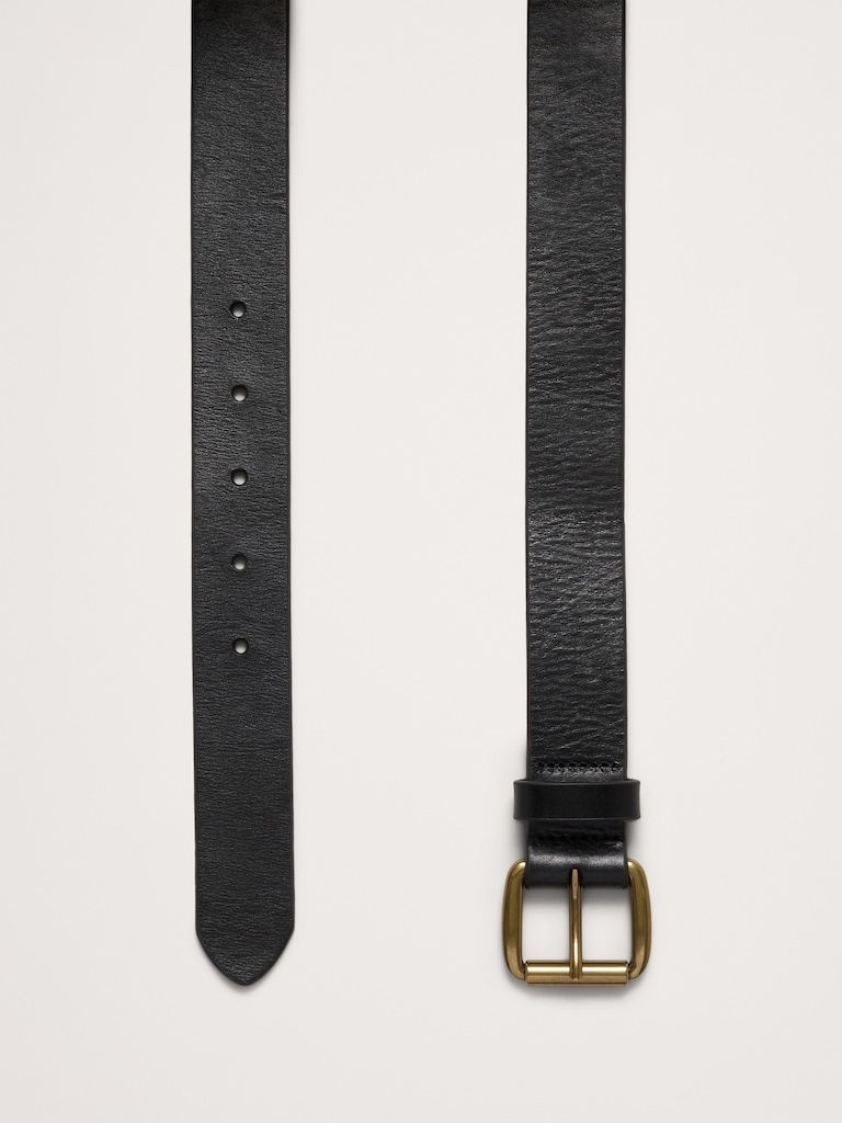 Leather Belt with Roller Buckle