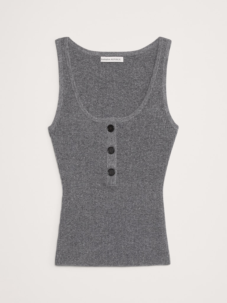Merino-Cotton Blend Henley Tank