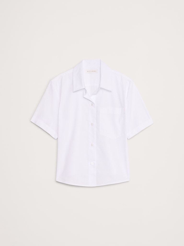 Boxy Cotton Poplin Short-Sleeve Shirt