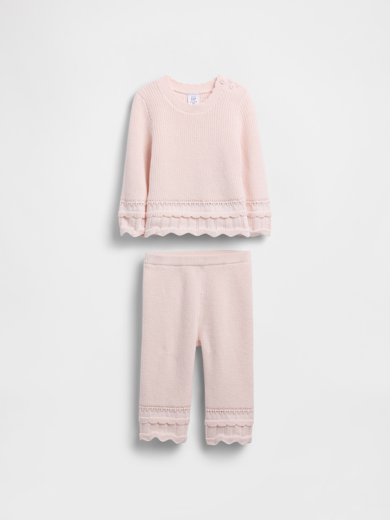 Baby Scalloped Sweater Outfit Set