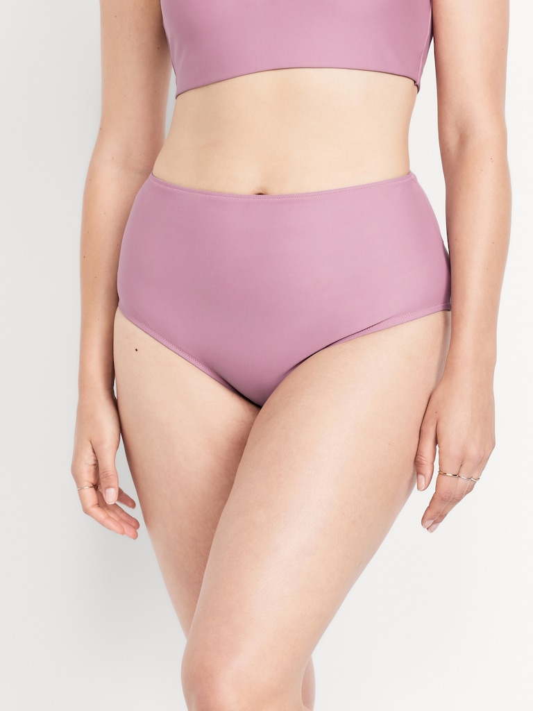 Matte High-Waisted Bikini Swim Bottoms