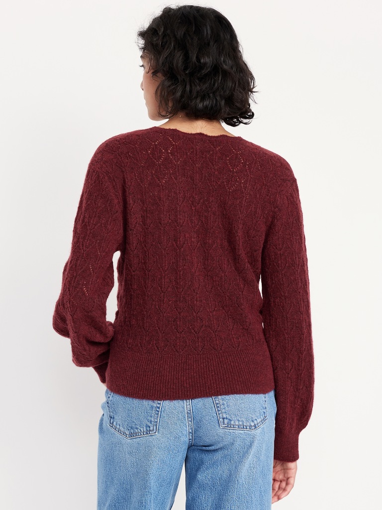 Wool-Blend Wrap-Front Sweater