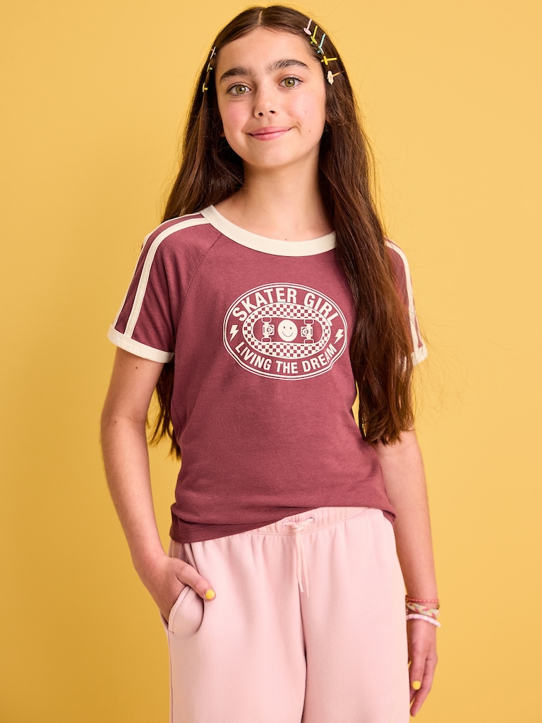 Fitted Short-Sleeve Graphic T-Shirt for Girls