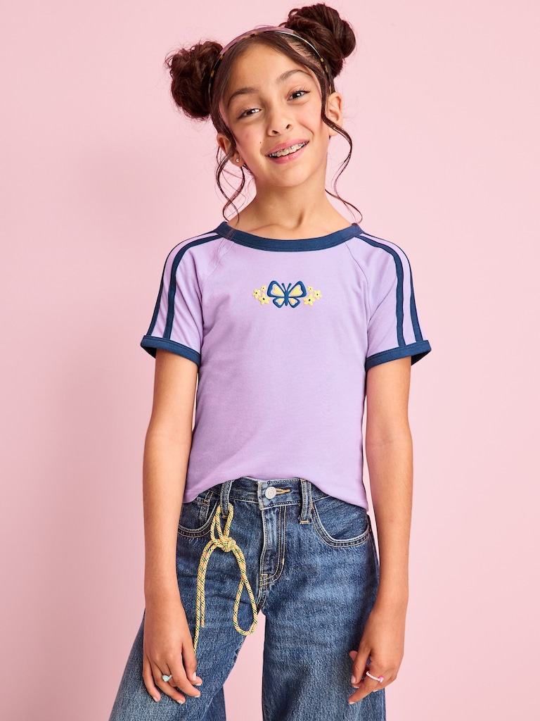 Fitted Short-Sleeve Graphic T-Shirt for Girls