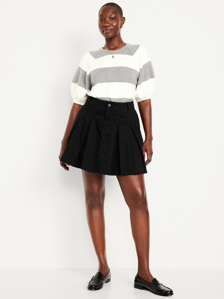 High-Waisted Pleated Mini Skirt