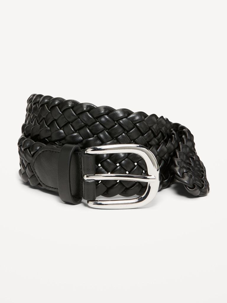 Braided Faux-Leather Belt for Women