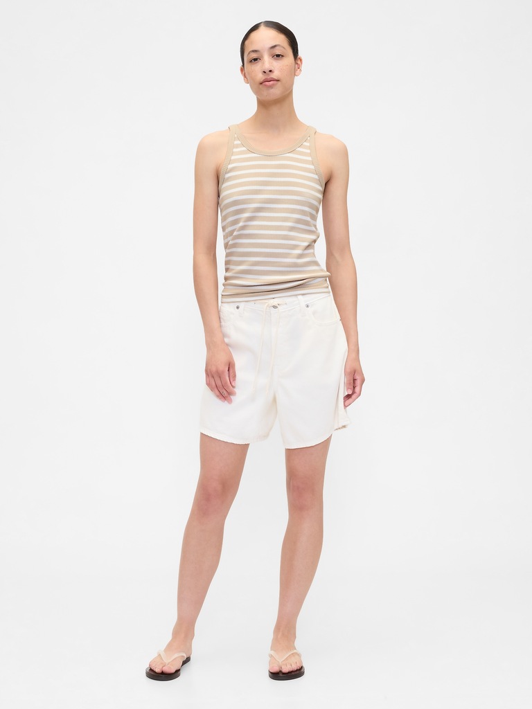 Ribbed Stripe High-Neck Tank