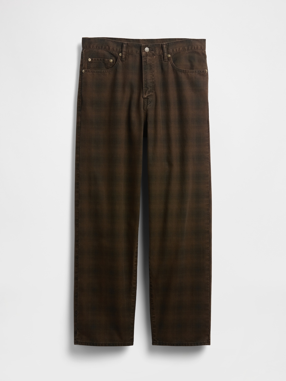 Plaid Canvas Baggy Jeans