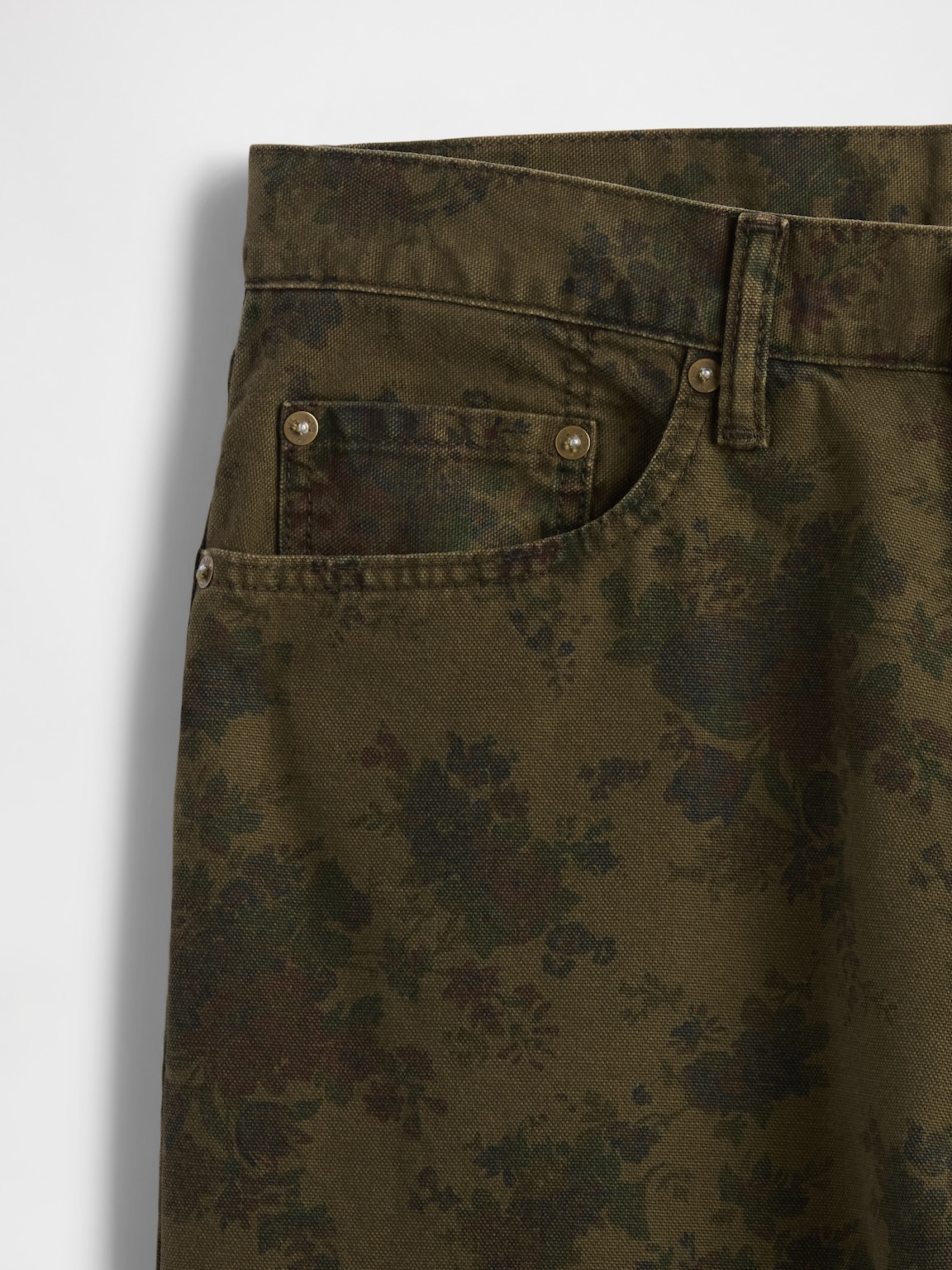 Floral Canvas Baggy Jeans