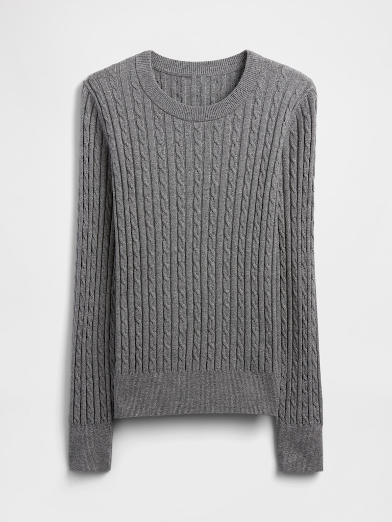 CashSoft Cable-Knit Crewneck Sweater