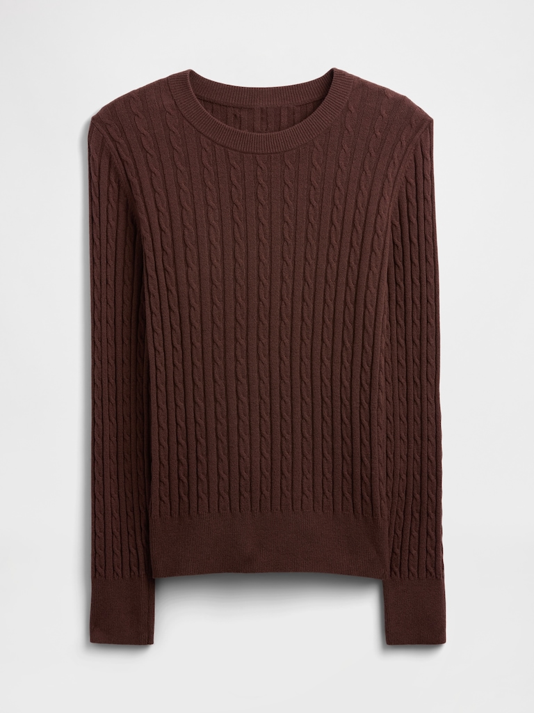 CashSoft Cable-Knit Crewneck Sweater