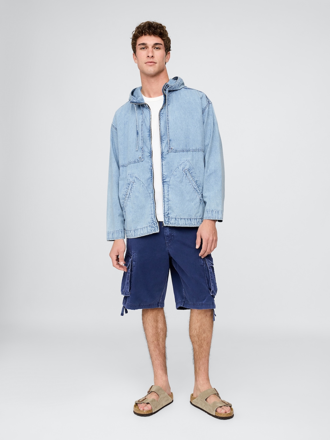 Denim Ripstop Oversized Anorak Zip Jacket