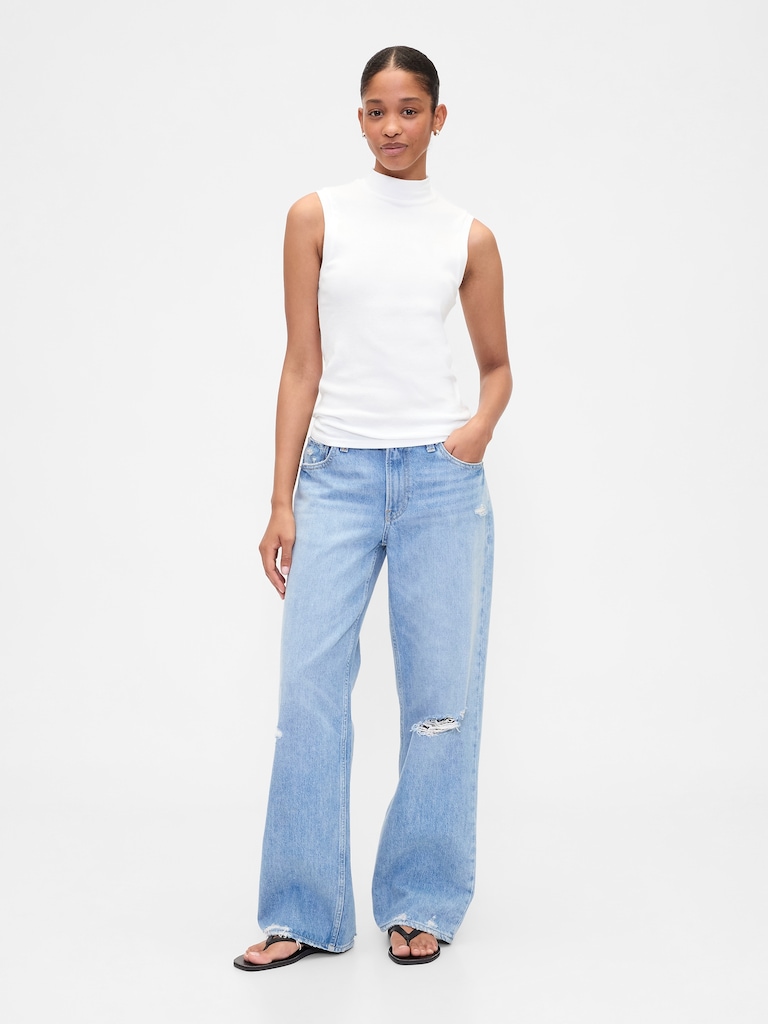 Modern Ribbed Mockneck Tank Top