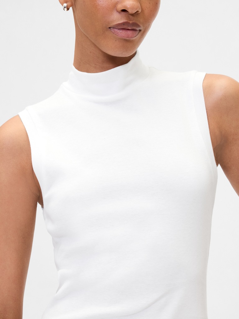 Modern Ribbed Mockneck Tank Top