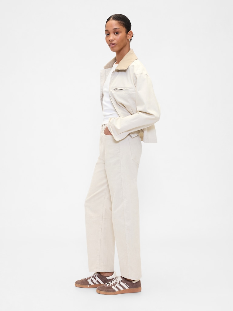 High Rise Barrel Corduroy Pants