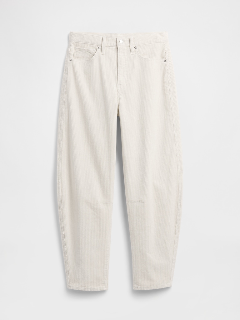 High Rise Barrel Corduroy Pants