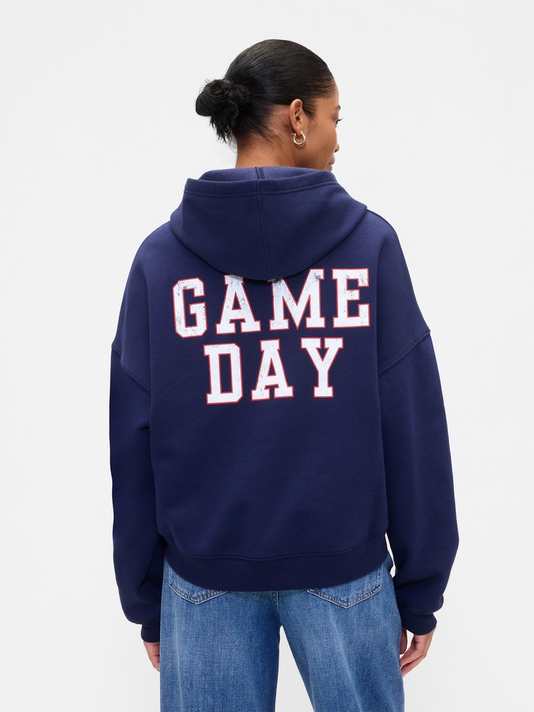 Relaxed Cropped Wedge Graphic Hoodie