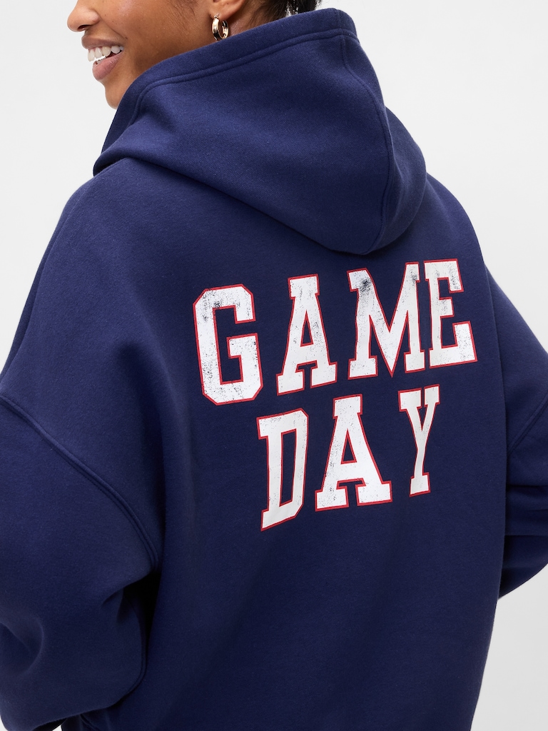 Relaxed Cropped Wedge Graphic Hoodie