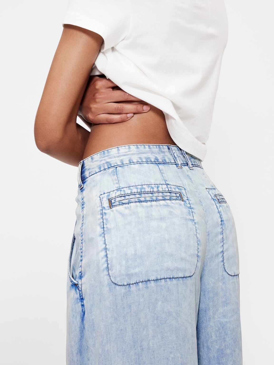 GapStudio High Rise Draped Denim Trousers