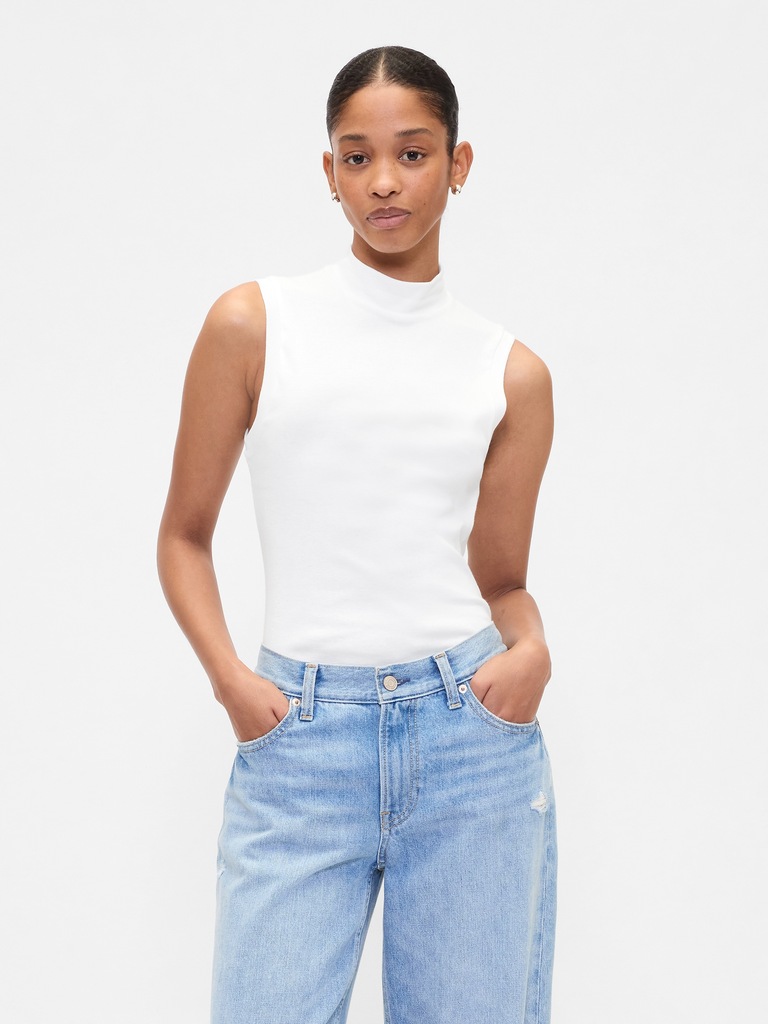 Modern Ribbed Mockneck Tank Top