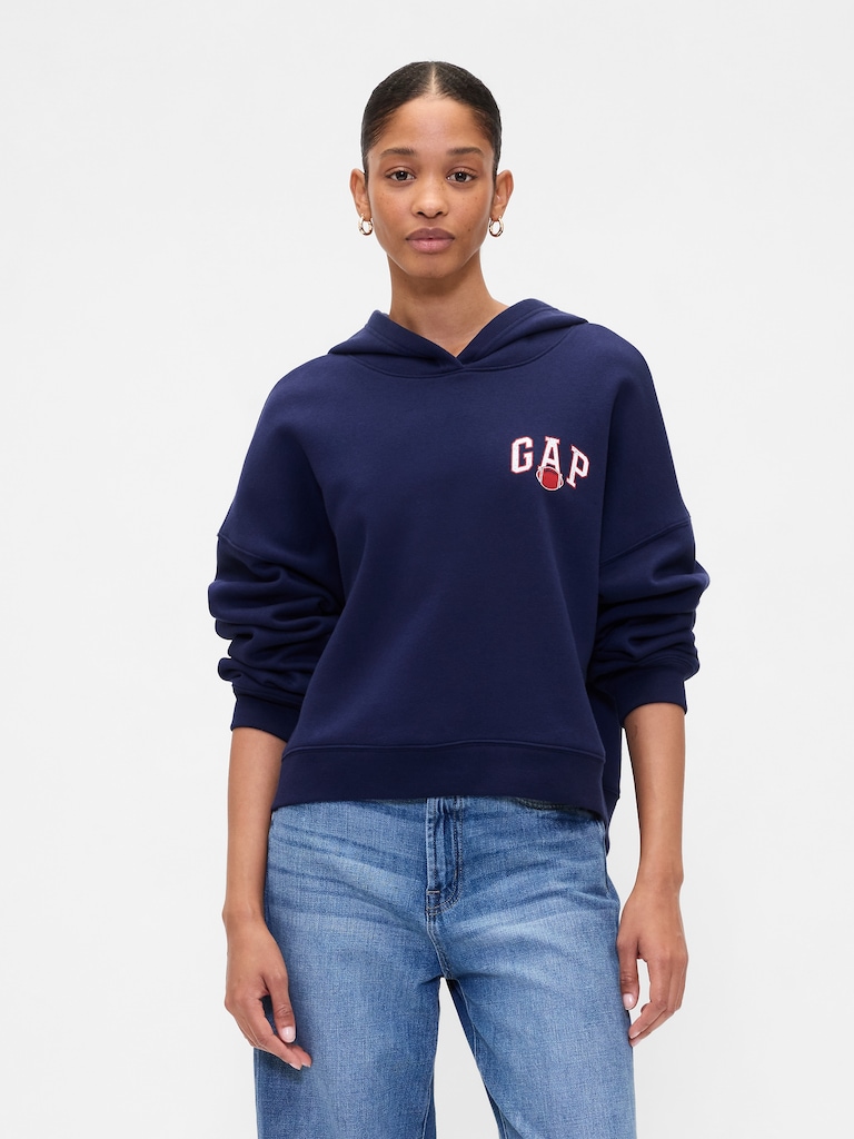 Relaxed Cropped Wedge Graphic Hoodie