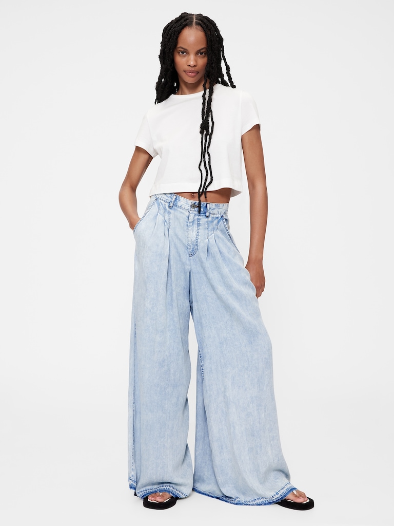 GapStudio High Rise Draped Denim Trousers