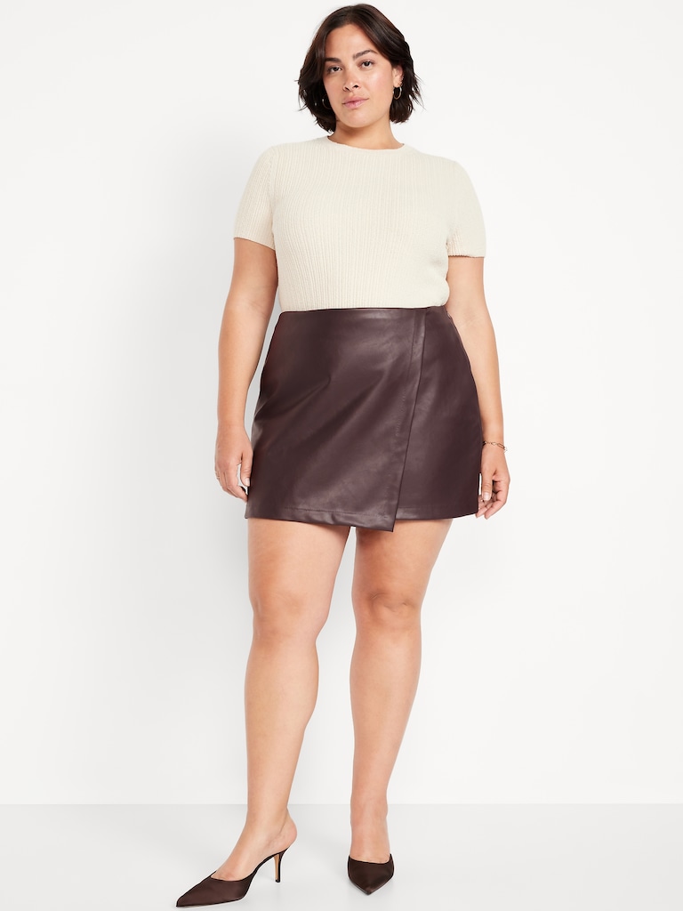 High-Waisted Faux-Leather Mini Skirt
