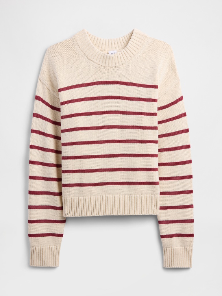Relaxed Stripe Cropped Sweater