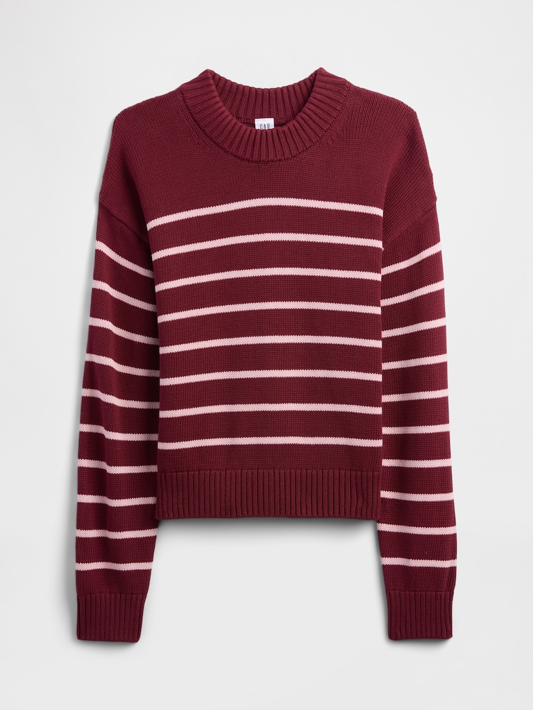 Relaxed Stripe Cropped Sweater