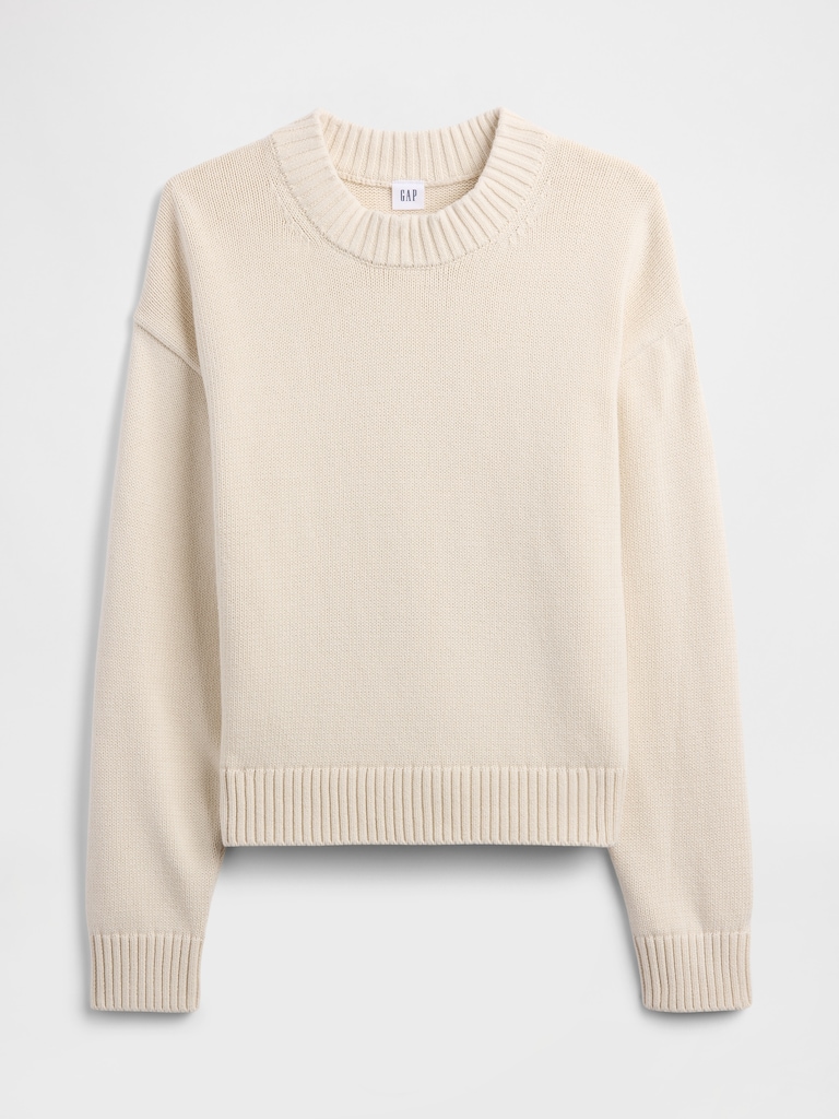 Relaxed Cropped Crewneck Sweater