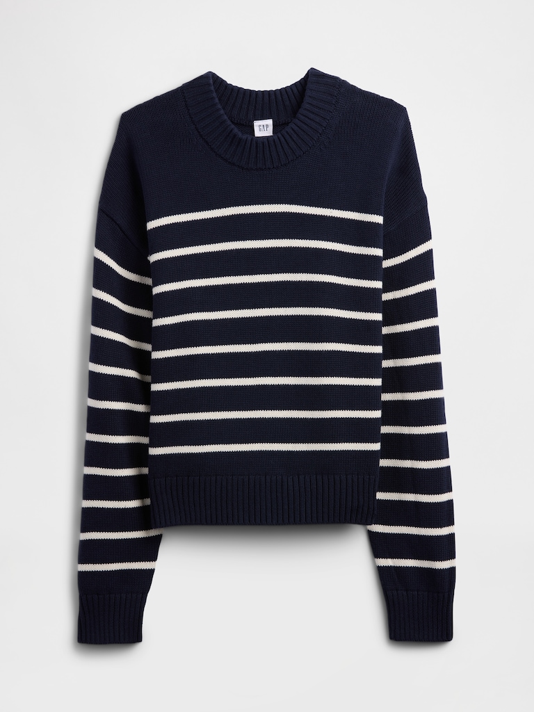 Relaxed Stripe Cropped Sweater