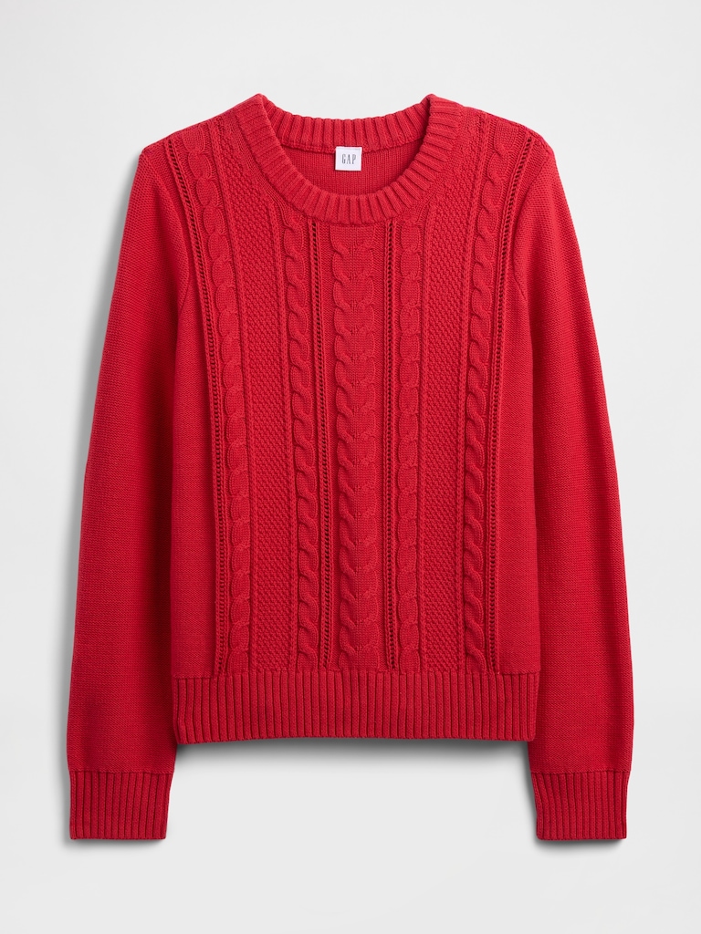 Cable-Knit Crewneck Sweater