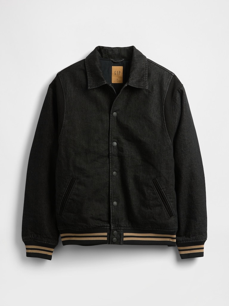 Oversized Varsity Denim Jacket