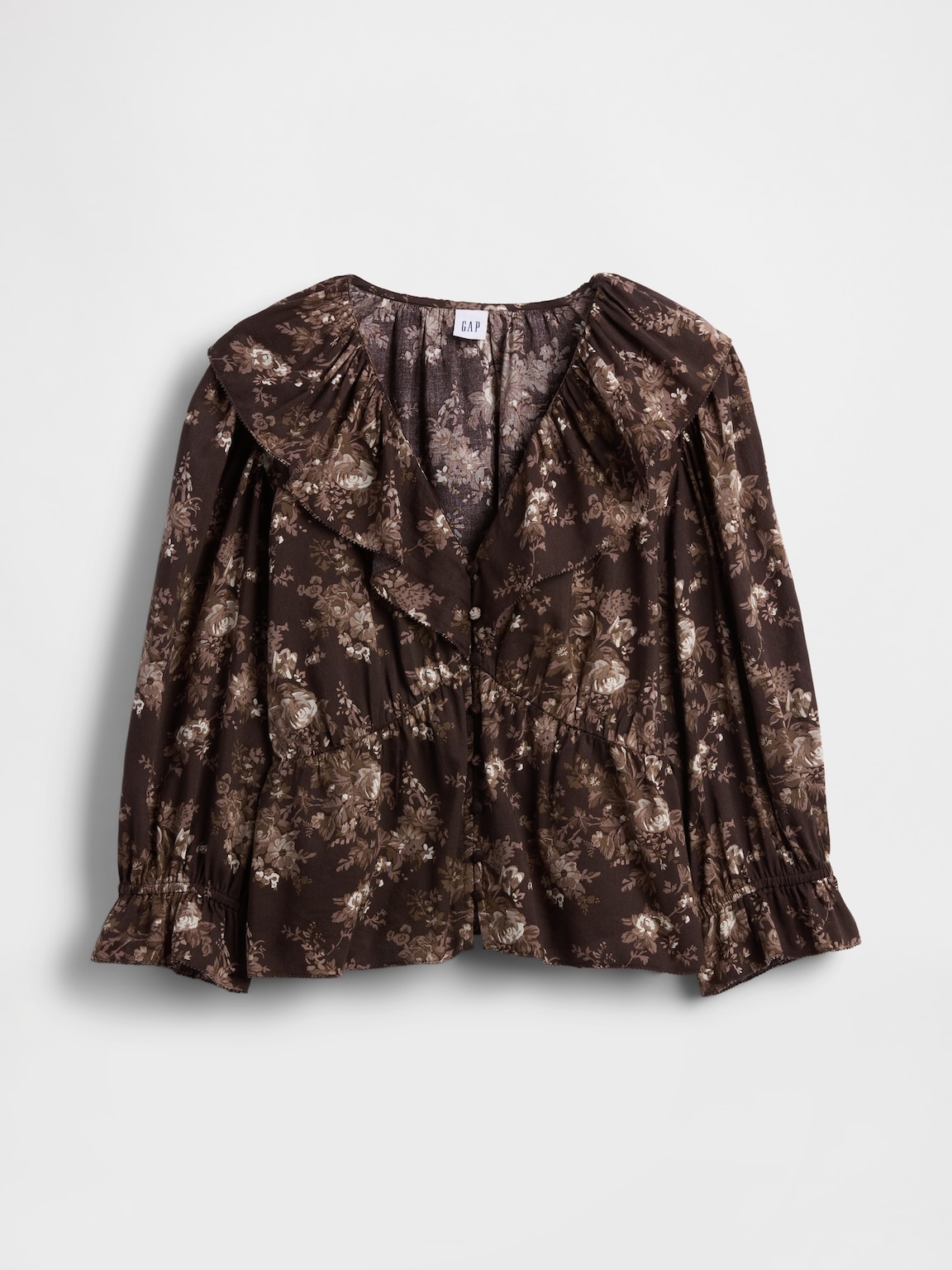 Ruffle Collar V-Neck Top