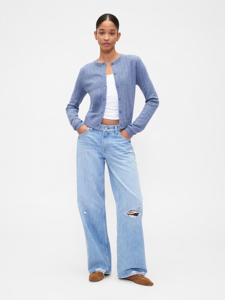 CashSoft Pointelle Cardigan