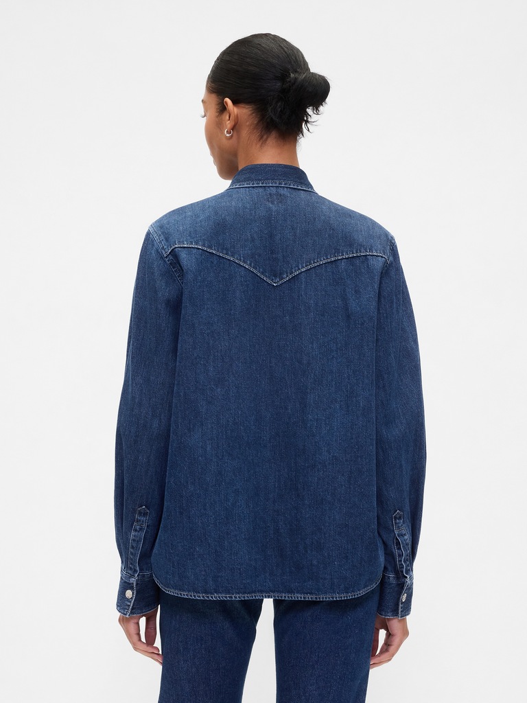 Relaxed Denim Western Shirt