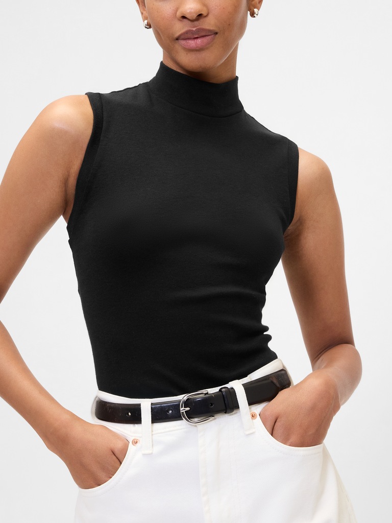 Modern Ribbed Mockneck Tank Top