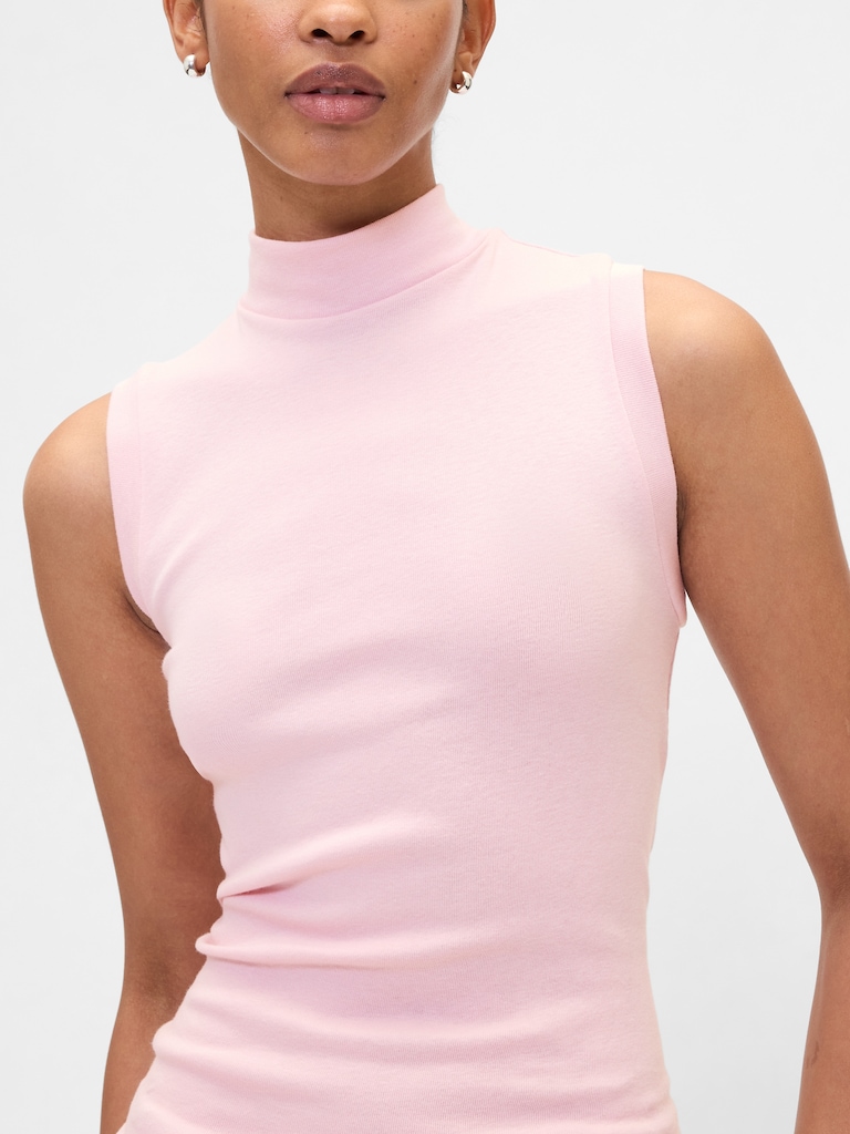 Modern Ribbed Mockneck Tank Top