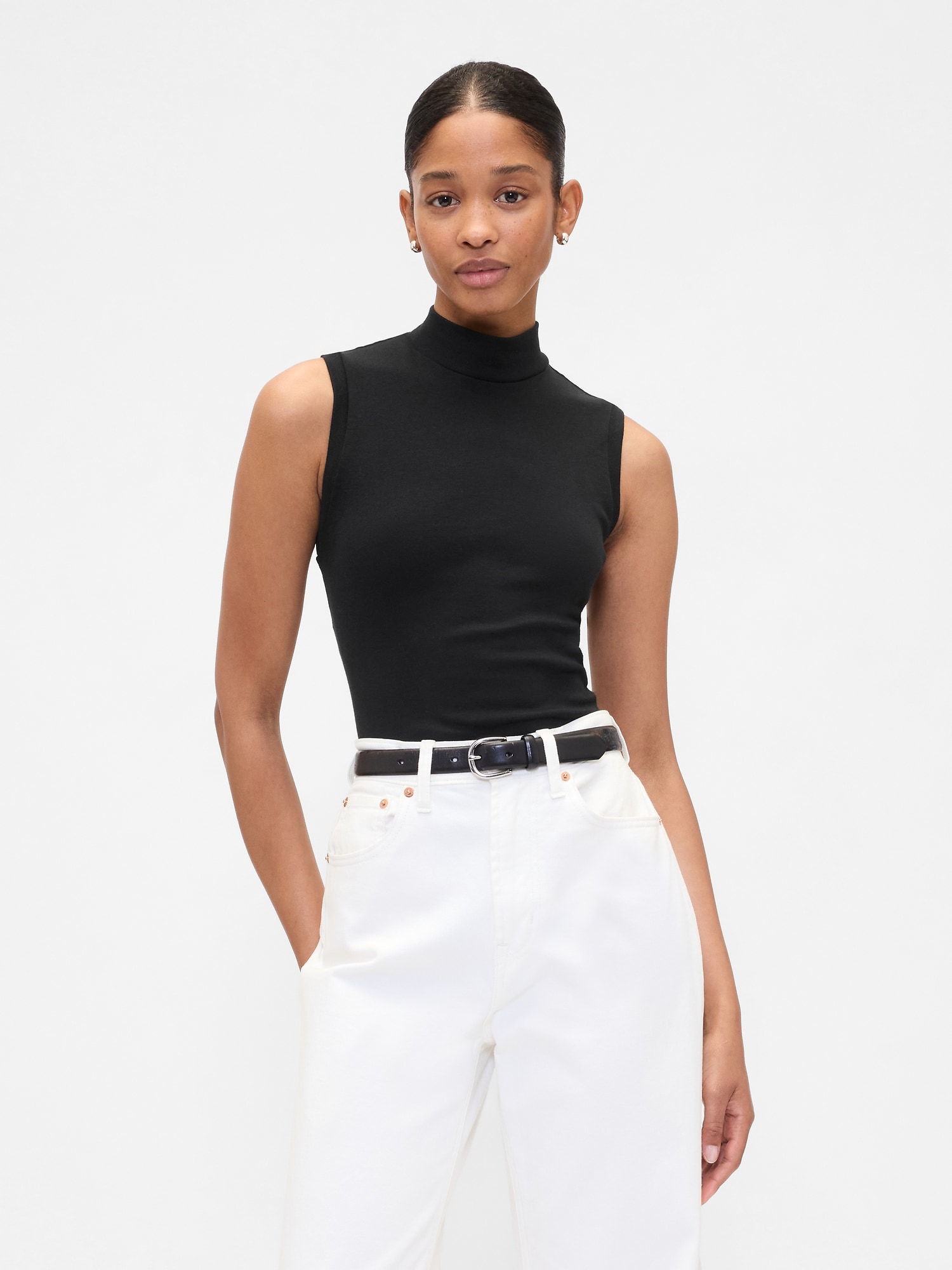 Modern Ribbed Stripe Mockneck Tank Top | Gap Factory