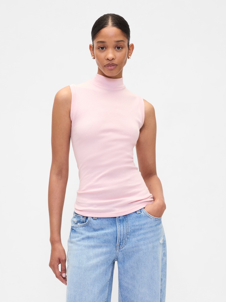 Modern Ribbed Mockneck Tank Top