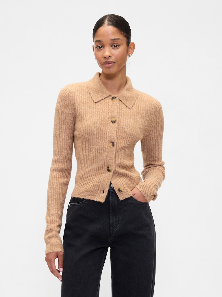Fitted Cropped Collared Cardigan