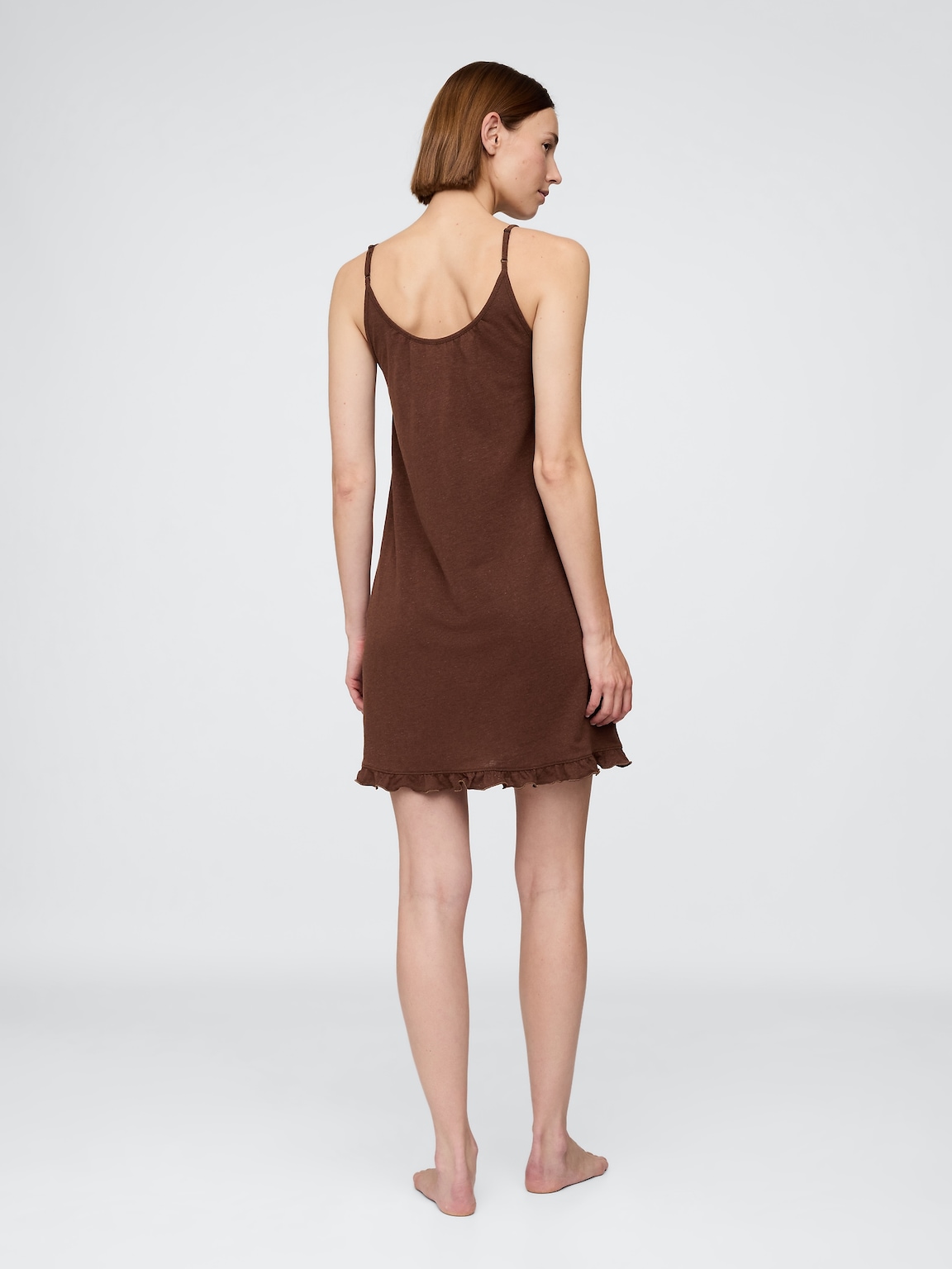 Linen-Blend Ruffle PJ Dress