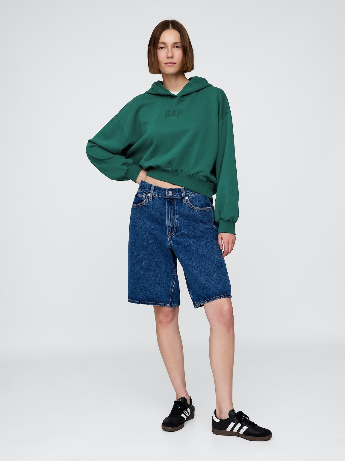 VintageSoft Crop Logo Hoodie