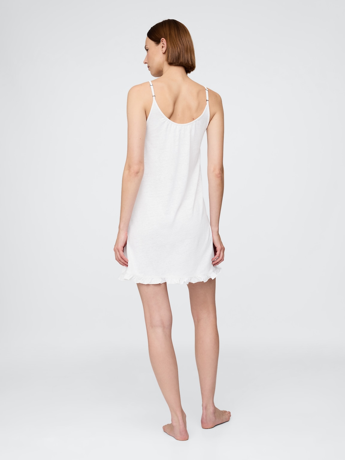 Linen-Blend Ruffle PJ Dress