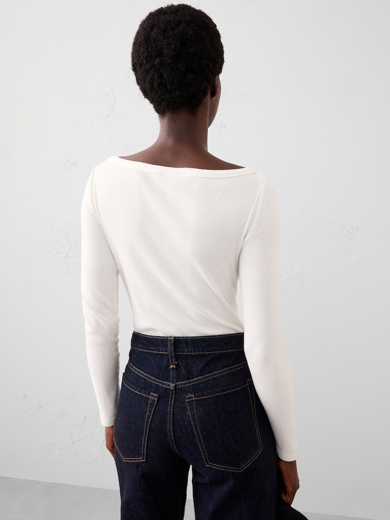 Ribbed Boatneck Top