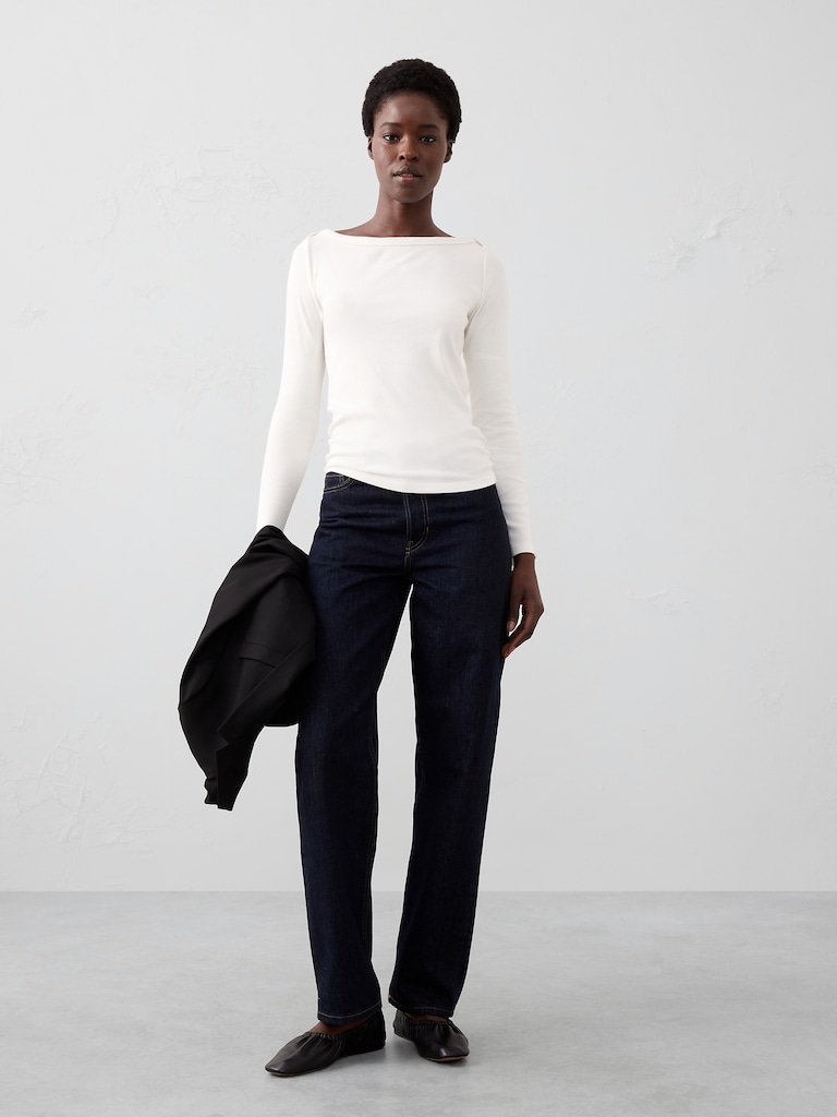 Ribbed Boatneck Top