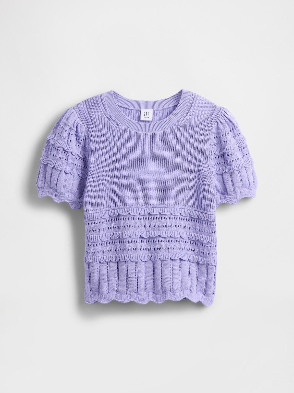 Kids Scalloped Mixed-Stitch Sweater